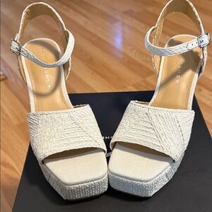 Marc Fisher Cream Woven Wedges